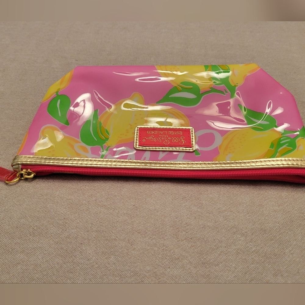 Lilly Pulitzer/Estee Lauder NWOT Small Plastic Make-Up Bag PINK W/LEMONS - Picture 7 of 11